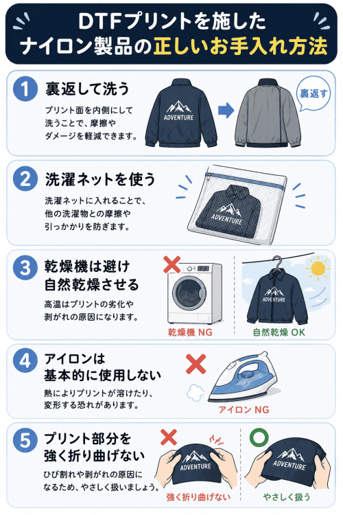 DTFプリント ナイロン製品 お手入れ
