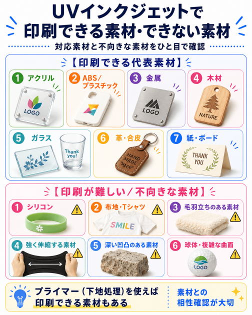UVインクジェット印刷　対応素材